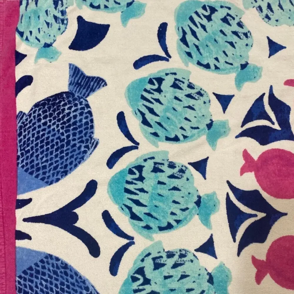 Vintage Tropical Fish Large Beach Towel Bright Retro 90s Beach Summer Ocean Sea